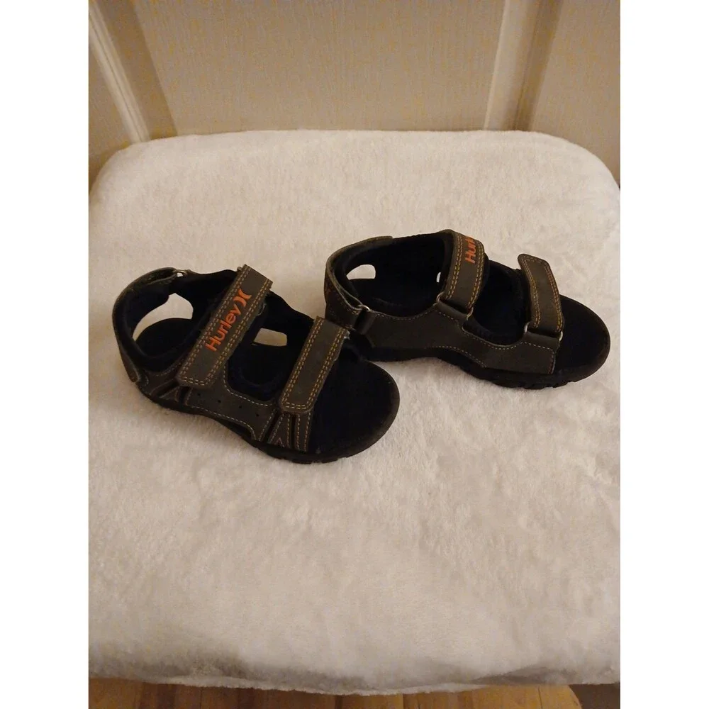 Hurley Sandals Boys Size 11 Olive Green & Orange